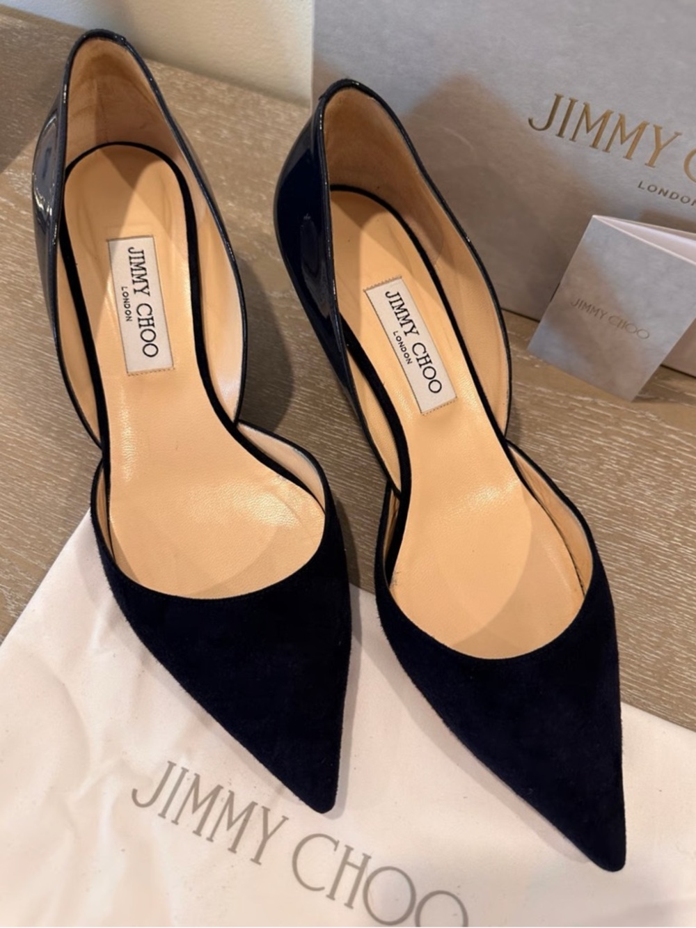 Jimmy Choo Women's pointed-Toe D'Orsay Pumps in black leather 39